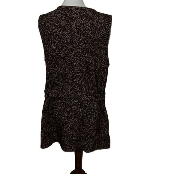 Ann Taylor Animal Print Cheetah Sleeveless Top Blouse Belted Neutrals sz XXL - Picture 3 of 8